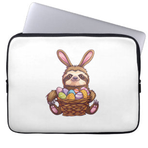 Happy Easter Rabbit Easter Eggs Basket Sloth Easte Laptop Sleeve
