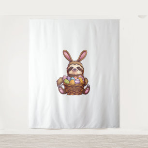 Happy Easter Rabbit Easter Eggs Basket Sloth Easte Tapestry