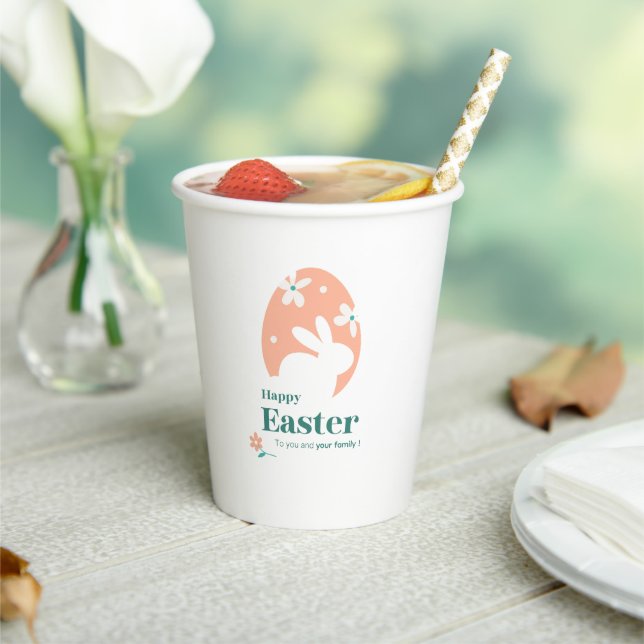 Happy Easter – Rabbit & Egg Floral Design Paper Cups (Insitu)