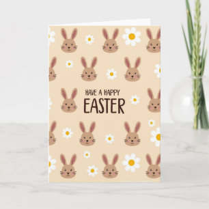Happy Easter Rabbit Face Pattern Card