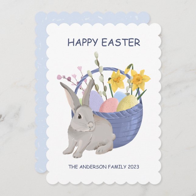 Happy Easter Rabbit Flat Holiday Card (Front/Back)