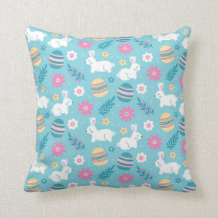 Happy Easter Rabbit Floral Cushion