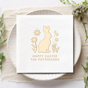 Happy Easter Rabbit Spring Flowers Personalised Foil Napkins
