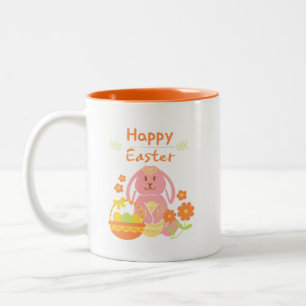 Happy Easter rabbit  Two-Tone Coffee Mug