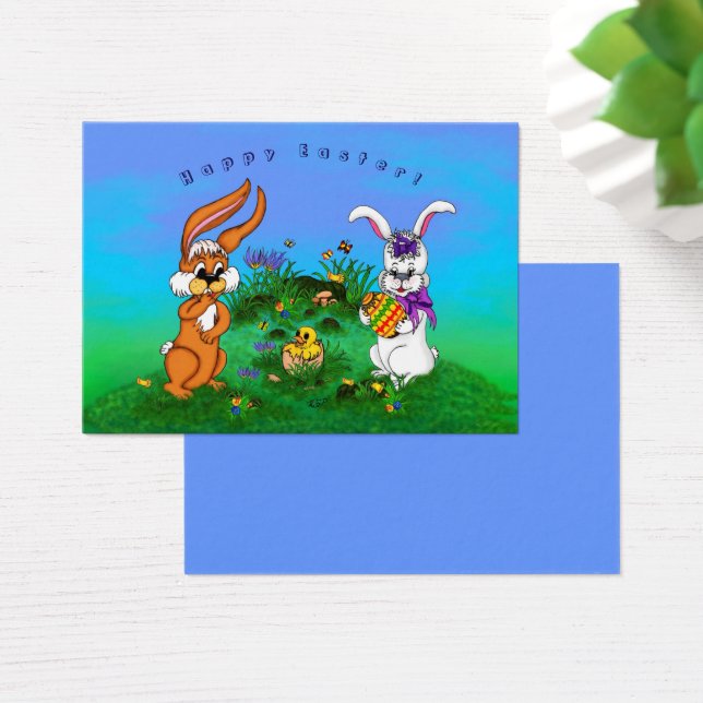 Happy Easter! Rabbit with Bunny and Chick (Desk)