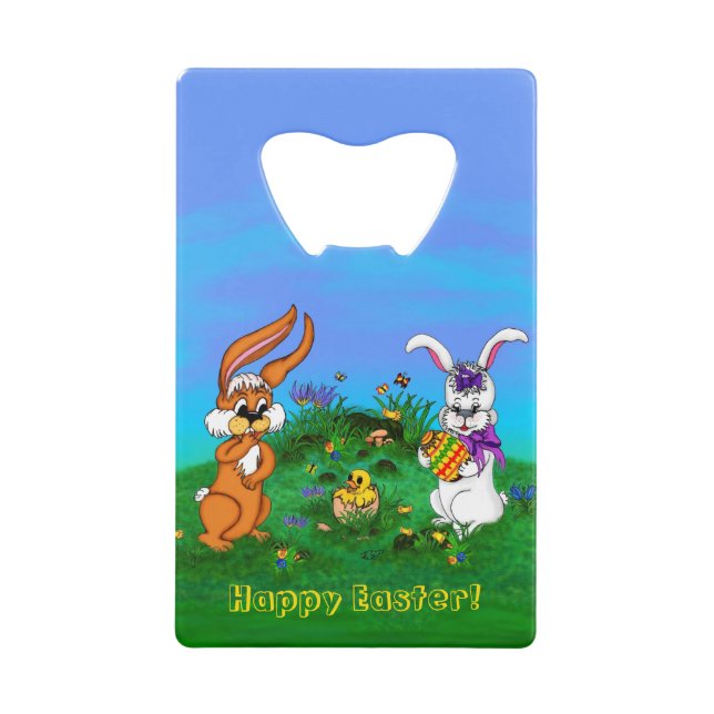 Happy Easter! Rabbit with Bunny and Chick (Front)