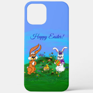 Happy Easter! Rabbit with Bunny and Chick iPhone 12 Pro Max Case