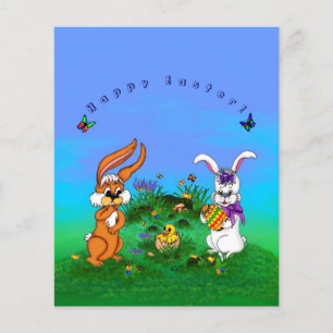 Happy Easter! Rabbit with Bunny and Chick Flyer