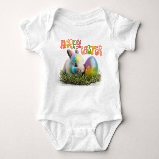 Happy Easter | Rabbit with egg Baby Bodysuit (Front)