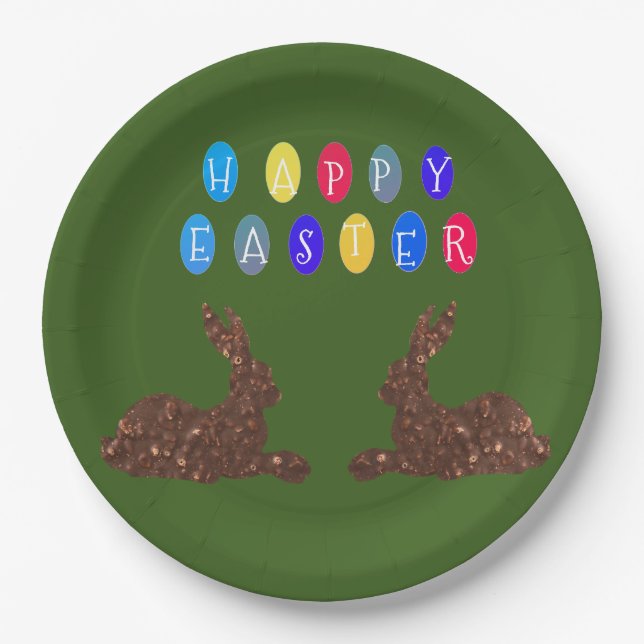 Happy Easter, Rabbits Custom Paper Plates 9 in (Front)