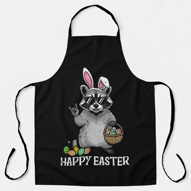 Happy Easter Racoon Bunny Apron (Front)