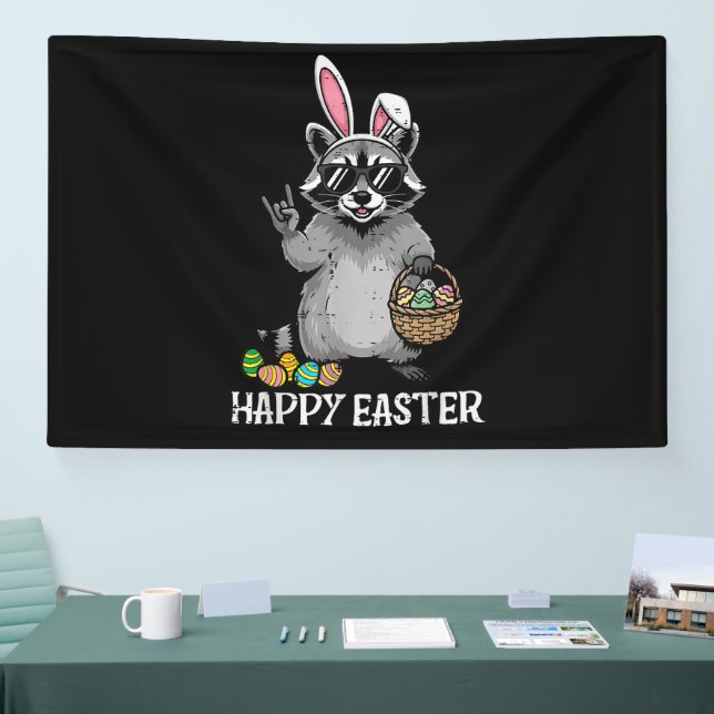 Happy Easter Racoon Bunny Banner (Tradeshow)