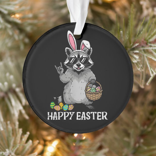 Happy Easter Racoon Bunny Ornament (Tree)
