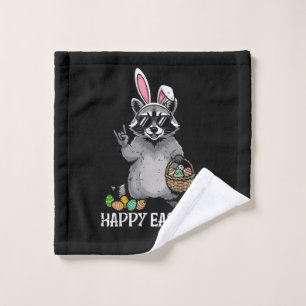 Happy Easter Racoon Bunny Wash Cloth