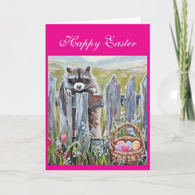 Happy Easter Racoon Card (Front)