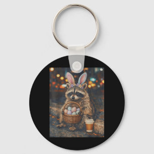 Happy Easter Racoon Egg Basket Funny Easter Men Key Ring