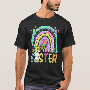 Happy Easter Rainbow Bunny Rabbit Egg Hunting Bask T-Shirt
