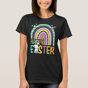 Happy Easter Rainbow Bunny Rabbit Egg Hunting Bask T-Shirt