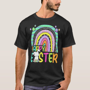 Happy Easter Rainbow Bunny Rabbit Egg Hunting Bask T-Shirt