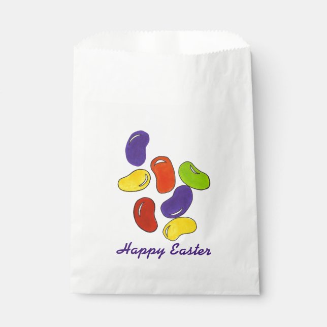 Happy Easter Rainbow Jelly Beans Homemade Candy Favour Bag (Front)