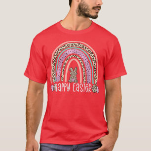 Happy Easter Rainbow Leopard Bunny Egg Hunting Wom T-Shirt