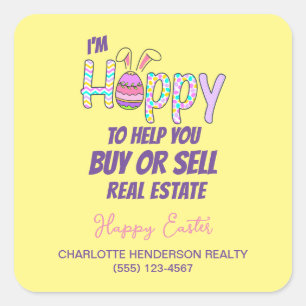 Happy Easter Real Estate Client Gift Square Sticker