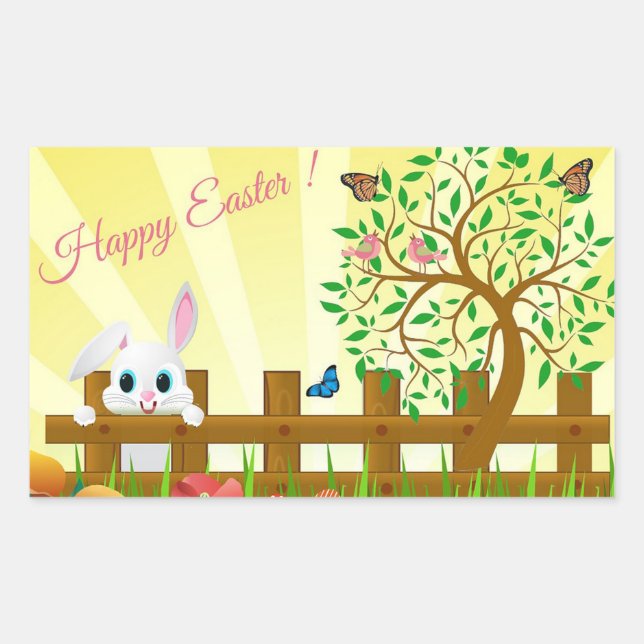 Happy Easter Rectangular Sticker (Front)