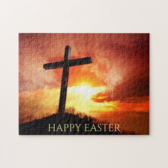 Happy Easter Religious Cross Christianity themed  Jigsaw Puzzle (Horizontal)