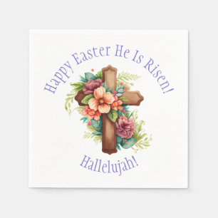 Happy Easter Religious He is Risen Hallelujah Napkin