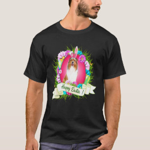 Happy Easter Rough Collie Wearing Bunny Ear Eggs C T-Shirt