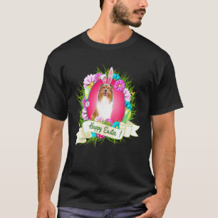 Happy Easter Rough Collie Wearing Bunny Ear Eggs C T-Shirt
