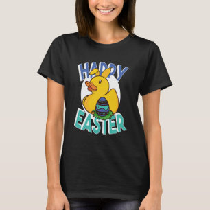 Happy Easter Rubber Duck Bunny Ears Easter Eggs cu T-Shirt