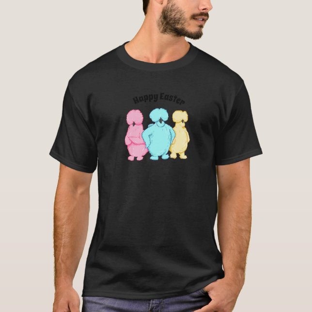 Happy Easter Sassy Silkie Chickens Pastel Blue Pin T-Shirt (Front)