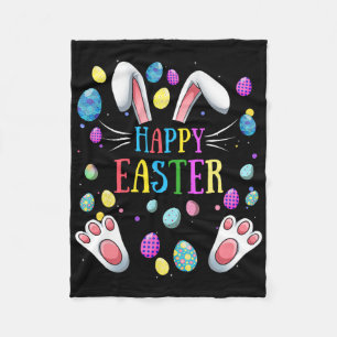 Happy Easter Sayings Bunny Gifts Egg Graphic Famil Fleece Blanket