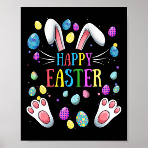 Happy Easter Sayings Bunny Gifts Egg Graphic Famil Poster
