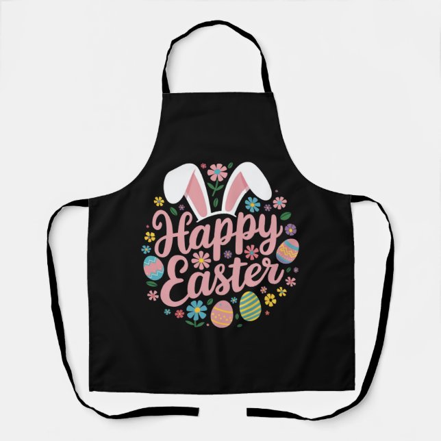 Happy Easter Sayings Egg Bunny Apron (Front)