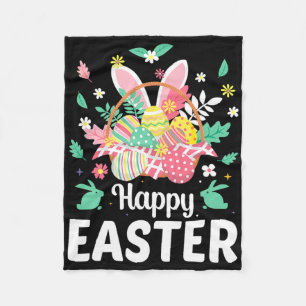 Happy Easter Sayings Egg Bunny Floral Gifts Womens Fleece Blanket