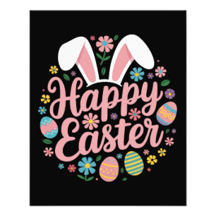 Happy Easter Sayings Egg Bunny Photo Print