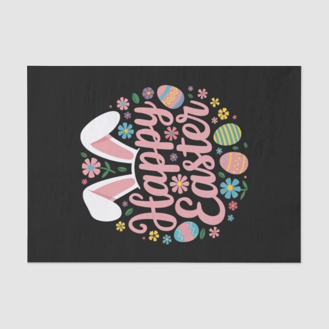 Happy Easter Sayings Egg Bunny Tissue Paper (Front)