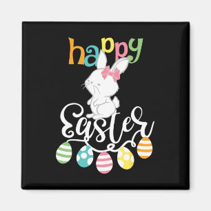 Happy Easter Sayings Egg Groovy Bunny Rabbit Kids Magnet