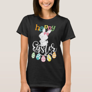 Happy Easter Sayings Egg Groovy Bunny Rabbit Kids T-Shirt