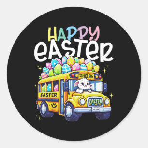 Happy Easter School Bus Driver Crew Eggs Easter Da Classic Round Sticker