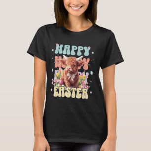 Happy Easter Scottish Highland Cow Cute Heifer Cow T-Shirt