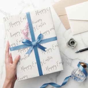 Happy Easter Script – Elegant Spring Lettering Wrapping Paper
