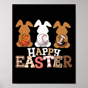 Happy Easter Sell Footll Sketll Bunny Rabbit Boys Poster