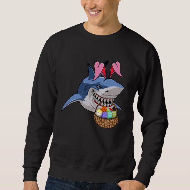 Happy Easter Shark Bunny with Easter Basket Boys G Sweatshirt (Front)