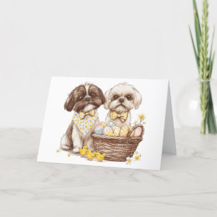 Happy Easter Shih Tzu Dogs Holiday Card