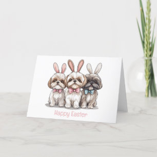 Happy Easter Shih Tzu Dogs Holiday Card