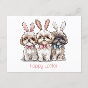 Happy Easter Shih Tzu Dogs Holiday Postcard