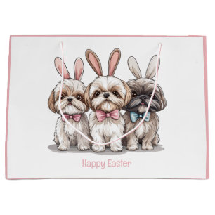 Happy Easter Shih Tzu Dogs Large Gift Bag